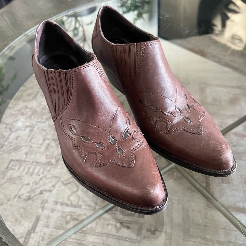 Reba Brown Leather Ankle Boots size 8.5